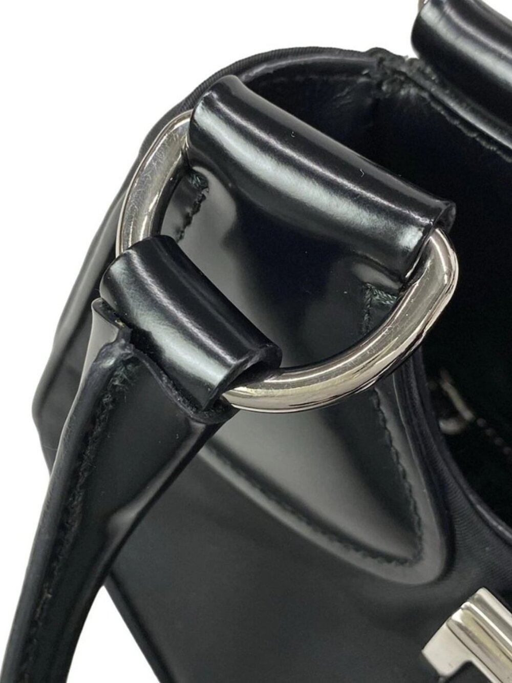 PRADA - Black Nylon Leather Handbag - Picture 10 of 16